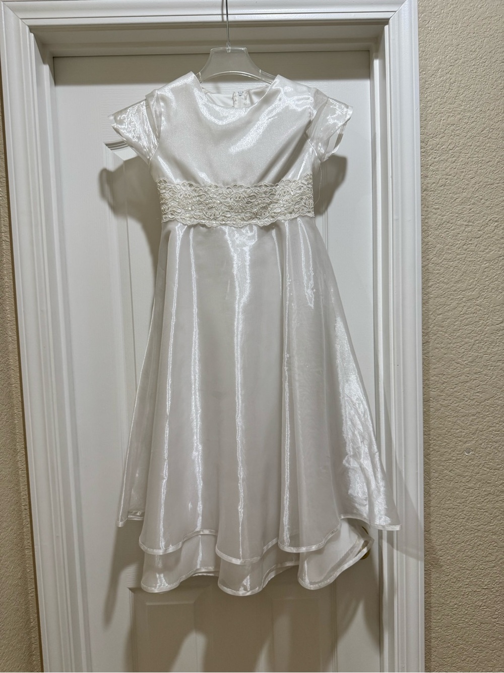 Bonnie Jean Ivory Satin Lace Waist Flower Girl Dress